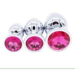 set of 3 pink jewel anal plugs