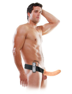 8 inch vibrating hollow strap-on