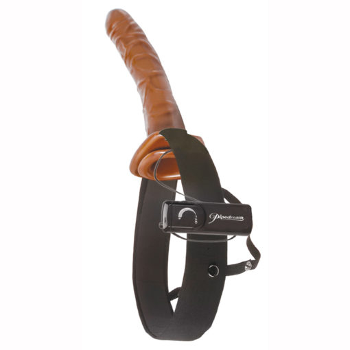 10 inch brown vibrating strap on