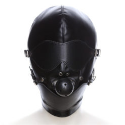 leather hood eye mask ball gag