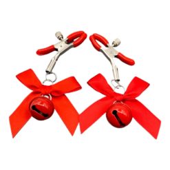 Rated R red bell and bow nipple clamps