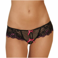crotchless lace thong with bows