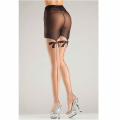 sheer tights with bow and backseam pattern