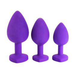 purple heart gemmed anal plug set